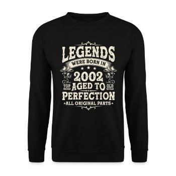 Legenden 2002 Geboren - Unisex Pullover - Schwarz - Vorne - Alina (178cm) & Michal (187cm)