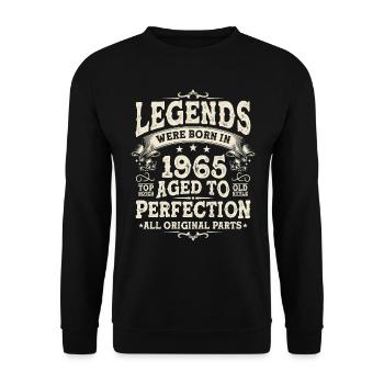 Legendäre Geburtstags-Geschenkidee von 1965 - Unisex Pullover - Schwarz - Vorne - Alina (178cm) & Michal (187cm)