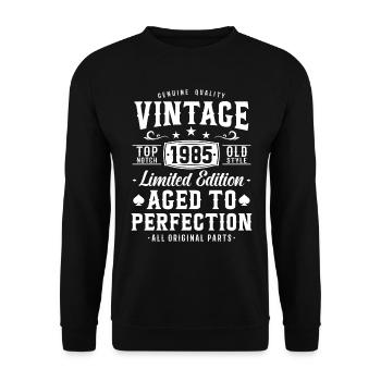 Vintage 1985 Cadeau d’anniversaire - Sweat-shirt Unisexe - noir - Devant - Alina (178cm) & Michal (187cm)