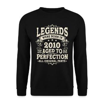 Legendary birthday present born in 2010 - Unisex Sweatshirt - black - Front - Alina (178cm) & Michal (187cm)