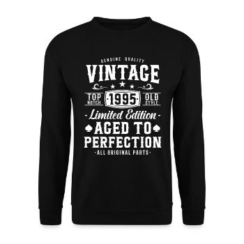 1995 Vintage Birthday Gift - Unisex Sweatshirt - black - Front - Alina (178cm) & Michal (187cm)