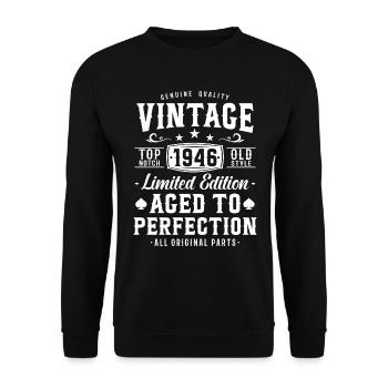 Cadeau d’anniversaire nostalgique 1946 - Sweat-shirt Unisexe - noir - Devant - Alina (178cm) & Michal (187cm)