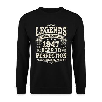 Birthday Legend '47 - Unisex Sweatshirt - black - Front - Alina (178cm) & Michal (187cm)