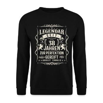 Legendär seit 38 Jahren - Unisex Pullover - Schwarz - Vorne - Alina (178cm) & Michal (187cm)
