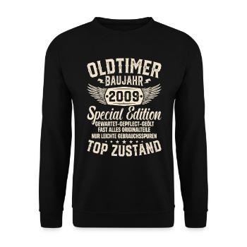 Vintage Geschenk 14-15 Jahre 2009 - Unisex Pullover - Schwarz - Vorne - Alina (178cm) & Michal (187cm)