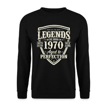 Cadeau d’anniversaire légendaire des années 1970 - Sweat-shirt Unisexe - noir - Devant - Alina (178cm) & Michal (187cm)