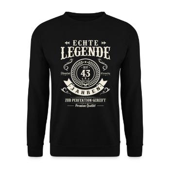Vintage Legende, 43 Jahre - Unisex Pullover - Schwarz - Vorne - Alina (178cm) & Michal (187cm)