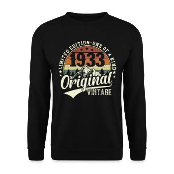 1933 Chemise d’anniversaire vintage - Sweat-shirt Unisexe - noir - Devant - Alina (178cm) & Michal (187cm)