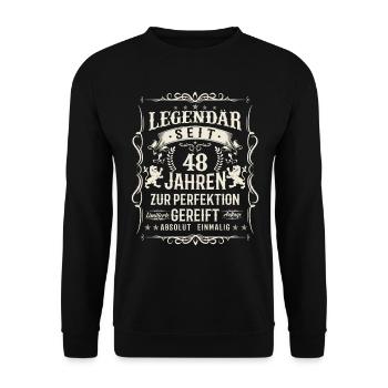 Vintage Geburtstagsgeschenk 48 Jahre Perfektion - Unisex Pullover - Schwarz - Vorne - Alina (178cm) & Michal (187cm)