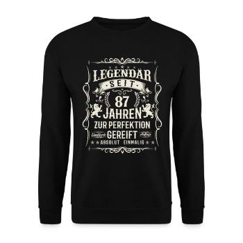 Legendär seit 87 Jahre - Unisex Pullover - Schwarz - Vorne - Alina (178cm) & Michal (187cm)