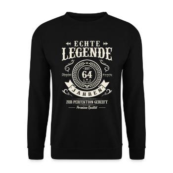 Legendäres Geburtstagsgeschenk 64 Jahren - Unisex Pullover - Schwarz - Vorne - Alina (178cm) & Michal (187cm)