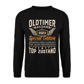 Retro Geschenkidee '23 - Unisex Pullover - Schwarz - Vorne - Alina (178cm) & Michal (187cm)