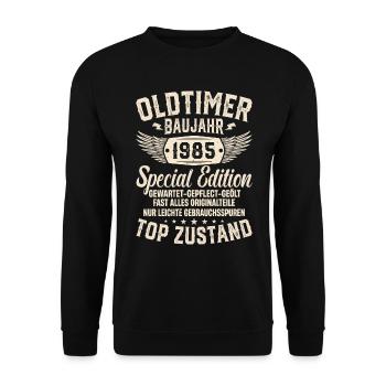 Vintage Schatz '85 - Zeitlos beschenken - Unisex Pullover - Schwarz - Vorne - Alina (178cm) & Michal (187cm)