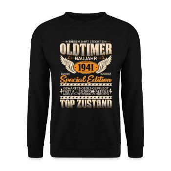 1941 Oldtimer Geschenk - Unisex Pullover - Schwarz - Vorne - Alina (178cm) & Michal (187cm)