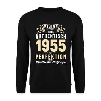 Vintage Geburtstagsgeschenk 1955 - Unisex Pullover - Schwarz - Vorne - Alina (178cm) & Michal (187cm)