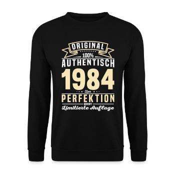 Vintage Jahrgangsgeschenk '84 - Unisex Pullover - Schwarz - Vorne - Alina (178cm) & Michal (187cm)