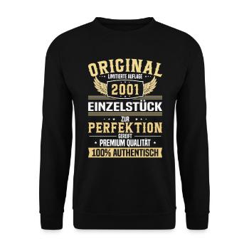 Vintage Geburtstagsfreude '01: Limitierte Rarität - Unisex Pullover - Schwarz - Vorne - Alina (178cm) & Michal (187cm)