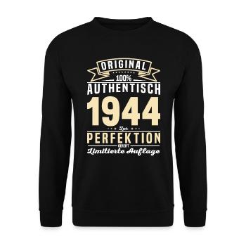 1944 Geburtstagsüberraschung - Unisex Pullover - Schwarz - Vorne - Alina (178cm) & Michal (187cm)