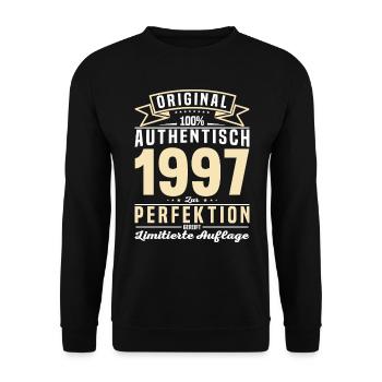 1997 Vintage Geschenkidee - Unisex Pullover - Schwarz - Vorne - Alina (178cm) & Michal (187cm)