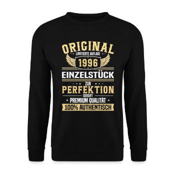 1996 Geburtstag Limitiert - Unisex Pullover - Schwarz - Vorne - Alina (178cm) & Michal (187cm)