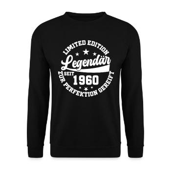 Geburtstagsgeschenk Jahrgang '60er - Unisex Pullover - Schwarz - Vorne - Alina (178cm) & Michal (187cm)