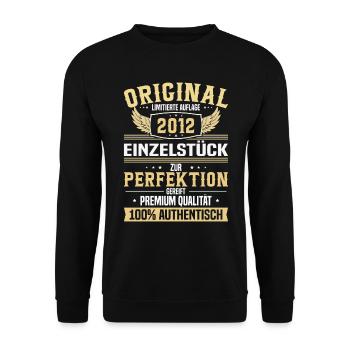 Vintage Jahrgangsgeschenk 2012 - Unisex Pullover - Schwarz - Vorne - Alina (178cm) & Michal (187cm)