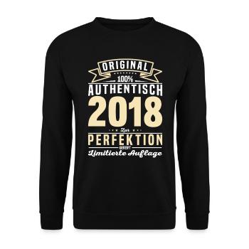 Vintage Authentizität 2018 Geschenk - Unisex Pullover - Schwarz - Vorne - Alina (178cm) & Michal (187cm)