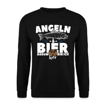Angeln & Bier Fan - Unisex Pullover - Schwarz - Vorne - Alina (178cm) & Michal (187cm)