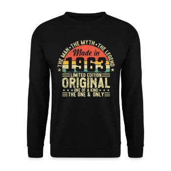Cadeau d’anniversaire vintage 1963 - Sweat-shirt Unisexe - noir - Devant - Alina (178cm) & Michal (187cm)
