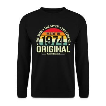 Chemise Iconic Vintage '74 - Sweat-shirt Unisexe - noir - Devant - Alina (178cm) & Michal (187cm)