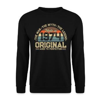 Legendäres 1974er Vintage - Unisex Pullover - Schwarz - Vorne - Alina (178cm) & Michal (187cm)