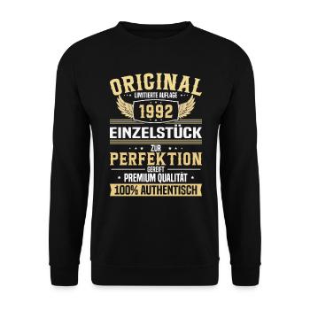 1992 Jahrgang Geschenk - Unisex Pullover - Schwarz - Vorne - Alina (178cm) & Michal (187cm)