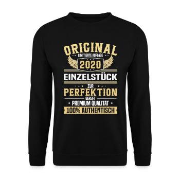 Jahrgang '20: Perfektion in 3-4 Jahren - Unisex Pullover - Schwarz - Vorne - Alina (178cm) & Michal (187cm)