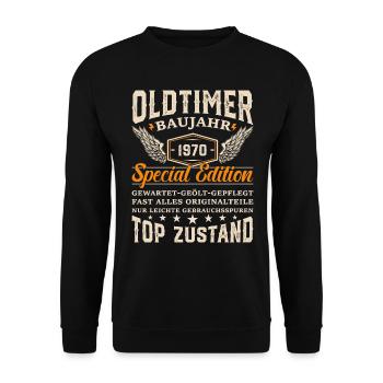 Klassiker '70: 54 Jahre Geburtstagsfreude - Unisex Pullover - Schwarz - Vorne - Alina (178cm) & Michal (187cm)