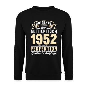 Authentische Vintage-Geschenkidee 1952 - Unisex Pullover - Schwarz - Vorne - Alina (178cm) & Michal (187cm)