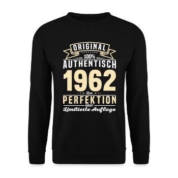 1962 Jahrgang 61-62 Perfektion - Unisex Pullover - Schwarz - Vorne - Alina (178cm) & Michal (187cm)