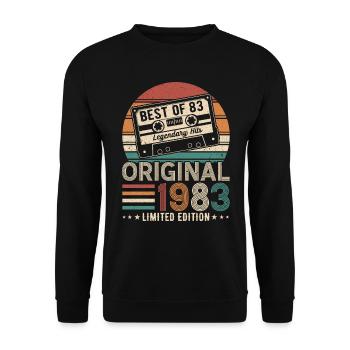1983 Vintage Geburtstag - Unisex Pullover - Schwarz - Vorne - Alina (178cm) & Michal (187cm)