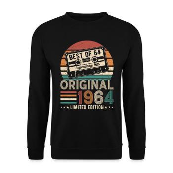 1964: Vintage Geburtstagslegende - Unisex Pullover - Schwarz - Vorne - Alina (178cm) & Michal (187cm)