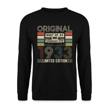 T-shirt d’anniversaire vintage 1933 - Sweat-shirt Unisexe - noir - Devant - Alina (178cm) & Michal (187cm)