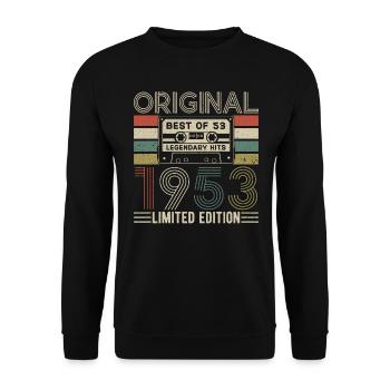 1953: Vintage 70th Birthday - Unisex Sweatshirt - black - Front - Alina (178cm) & Michal (187cm)