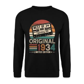 1934 - Vintage 90. Geburtstag - Unisex Pullover - Schwarz - Vorne - Alina (178cm) & Michal (187cm)