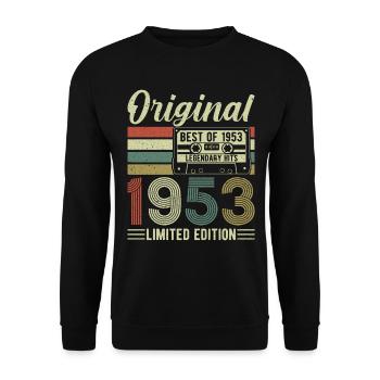 1953 Jahrgang Geschenkideen - Unisex Pullover - Schwarz - Vorne - Alina (178cm) & Michal (187cm)