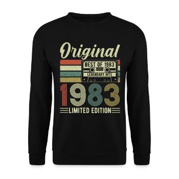 Chemise d’anniversaire 1983 - Sweat-shirt Unisexe - noir - Devant - Alina (178cm) & Michal (187cm)