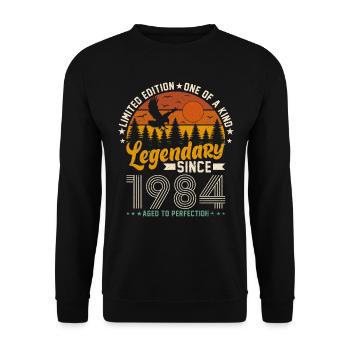 1984 - Design d’anniversaire Vintage - Sweat-shirt Unisexe - noir - Devant - Alina (178cm) & Michal (187cm)