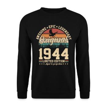 Chemise d’anniversaire 1944 - Sweat-shirt Unisexe - noir - Devant - Alina (178cm) & Michal (187cm)