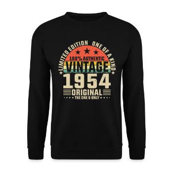 1954 Vintage 70th Birthday - Unisex Sweatshirt - black - Front - Alina (178cm) & Michal (187cm)