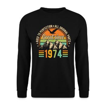 1974 - chemise d’anniversaire Vintage - Sweat-shirt Unisexe - noir - Devant - Alina (178cm) & Michal (187cm)