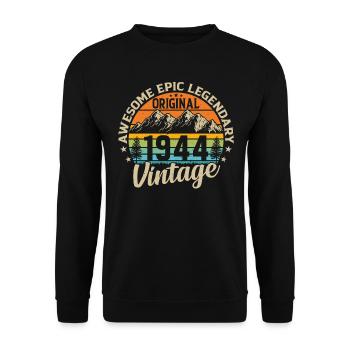 1944 Birthday Shirt - Vintage Gift Idea - Unisex Sweatshirt - black - Front - Alina (178cm) & Michal (187cm)