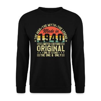 1940: Vintage 84th Birthday - Unisex Sweatshirt - black - Front - Alina (178cm) & Michal (187cm)