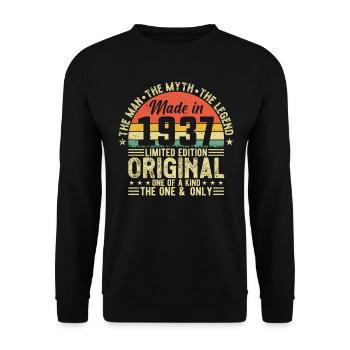 Vintage 1937 Geburtstagsgeschenk - Unisex Pullover - Schwarz - Vorne - Alina (178cm) & Michal (187cm)